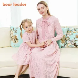 Bear Leader Mother Daughter Casual Dresses Fashion Family Matching Outfits Solid Color Casual Clothes Mom Girl Clothing 210708