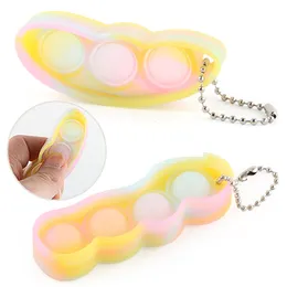 Funny Pea Pods Keychain Push Bubble Fidget Toys Children Adults Antistress Reliver Sensory Kids Simple Dimple Squeeze Toy