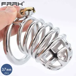 Nxy Castity Dispositivo Anéis Frrk Big Metal Cock Cage 37mm Dia Dias Macho Dispositivos de Aço Inoxidável Flertando Pares Sexo Brinquedos BDSM Grande Penis 1210