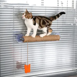 Solid Drewno Cat Wspinaczka Rama Sizal Anti-Scratch Draping Post Claw Board Interactive Toy Z Bell Kocięta Koty Scratcher