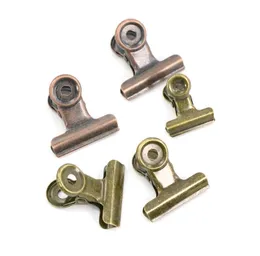 Desk Accessories 4 Size Retro Round Metal Grip Clips Bronze Bulldog Clip-Metal Ticket Paper Clip For Tags Bags Office Wholesale SN2837