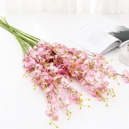 장식용 꽃 화환 인공 나비 난초 DIY 사무실 장신구 파티 부케 웨딩 진짜 터치 홈 DEC를위한 가짜 나방 꽃 장식