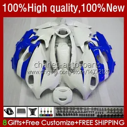 Fairings för Suzuki Katana GSXF-600 GSXF 600CC 750 600 CC GSX750F GSXF600 03 04 05 06 07 33NO.96 GSXF750 GSX600F GSXF-750 750CC Vitblå 2003 2004 2005 2006 2007 Kropp