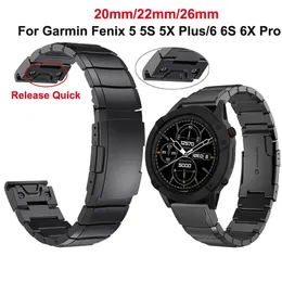 20 22 26mm Paski Watchband Bezpłatne Szybkie dopasowanie Demontaż Demontaż Metalowa Klamra ze stali nierdzewnej dla Garmin Fenix ​​5 5x Plus 6 6x Pro 3HR 935