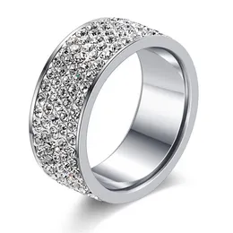 2021新しいフルキュービックジルコニア結婚指輪ゴールドシルバーカラーステンレススチール製女性ファッションジュエリー