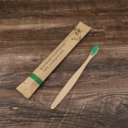 Toalettartiklar Eco Friendly Tandborste Bamboo Tandborstar Resuable Portable Vuxen Trä Soft Tooth Brush for Home Travel Hotel