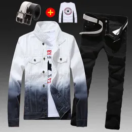 Mens Mixed Color Denim Jacket And Jeans Set With Jeans Shirt