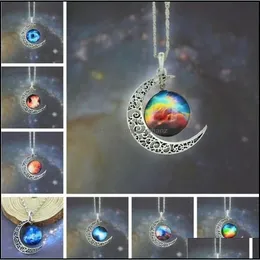 Naszyjniki wisiorek wisiorki biżuteria vintage gwiaździsty księżyc kosmiczny wszechświat kosmiczny mieszanka kamieni szlachetnych
