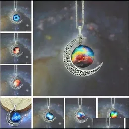 Hänge halsband hängsmycken smycken vintage starry moon yttre rymdunivers