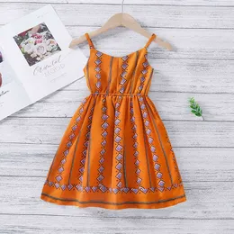 Retro Diamond Plaid Suspender Dress Kids Clothes Girls Summer Sleeveless Temperament Children's Dresses 210515