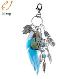 Dreamcatcher Keyring Bag Charme Moda Boho Jóias Penas Chaveiro Opala Artilady Natural para Mulheres 2020 Metal G1019