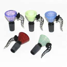 Colorful Hookahs Smoking Glass Slide Bowl Pieces Funnel Wig Wag 14.4mm Bowls Quartz Nails 18.8mm Male Female heady water pipes dab rigs