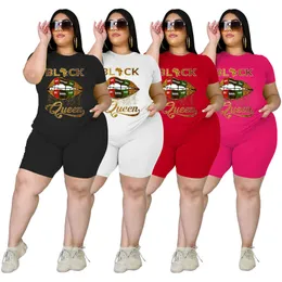 Sommarlips Tracksuit Set Stretch Loose Crop Top Casual Shorts Sets Plus Size 2 Piece Set Kvinnor Outfits Dropshipping Wholesale X0428