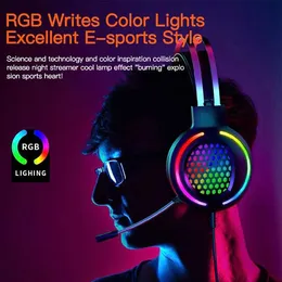 Lysande hörlurar 4D Stereo-kabelbundet Gaming Headset 7.1 Surround Sound Earphones USB Mikrofon Andning RGB Light for PC Gamer Headphones G12