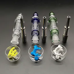 흡연 액세서리 Hookahs 미니 과즙 수집기 키트 Dab Oil Rigs 파이프 파이렉스 유리 파이프 10mm 14mm 조인트 티타늄 네일 빨대 NC18