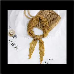 Hats, & Gloves Fashion Accessories Drop Delivery 2021 Women Lace Sheer Floral Knit Veil Scarf Hollow Out Crochet Shawl Wraps Tassels Scarves