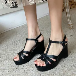 Rizabina Women Gladiator Sandals Real Leather Platform Shoes Ties Backle Strap Solid Color Casual Summer Footwear Size 34-39