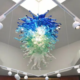 Modern Suspension Dome Pendant Lamps Luxury Hand Blown Glass Chandeliers with Led Bulbs Blue Green Clear Color American Style Lights Customized 40 or 48 Inches
