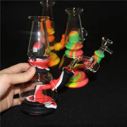 narghilè Tubi d'acqua Dab Rig Oil Rigs erba gorgogliatore ciotola di vetro silicone Bong Mini tubo cera Recycler Chilli bong