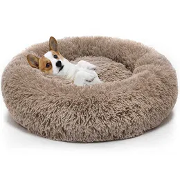 Lugnande comfy hund säng runt husdjur lounger kudde för stora hundar katt vinter hund kennel jul valp mat 210713