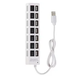 Hubs 7 Port USB Splitter Portable Data Hub With Individual On/Off Switch And LED Surge Protection