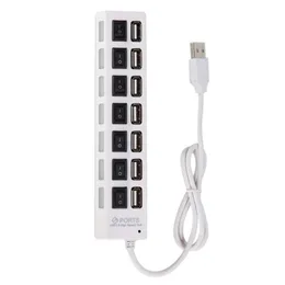 HUBS 7 Port USB Splitter Przenośny koncentrator danych z indywidualnym przełącznikiem ON / OFF i ochrona przed przepięciem LED