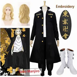 Anime Tokyo Revengers Manjiro Sano Cosplay Costume Wig Tokyo Manji Gang President Llaveros Embroidery Jacket Halloween Party Y0903