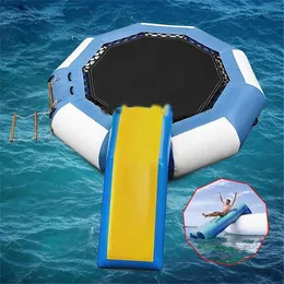 Outros artigos esportivos azul amarelo trampolim inflável de água com lesão de salto para saltos para salto para jogos de salto para jogos para o Ocean Park