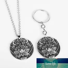 Celtic Lotus Mandala Wisiorek Brelok Ochrona religii Amulet Brelok Key Chains dla kobiet Mężczyźni Vintage Joga Biżuteria Prezenty