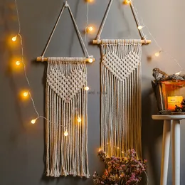 Ihålig hjärta macrame hand stickad tofs bäddsida tapestry hängsmycke vägg hängande chritmas hängande nordisk vägghängare heminredning