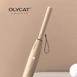 Olycat豪華なクリアロングハンドル傘アンチ紫外線保護Sレイン女性8リブ防風ガールパラソル210721
