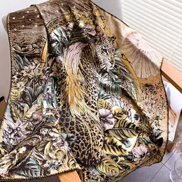 Designer Square Silk Scarf 90*90cm Foulard En Soie Sac Silk Scarf Hand Rolled Edges animal print scarves Q0828