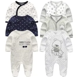 Urodzony Baby Winter Odzież 2 / 3szt Baby Boys Girls Pajacyki Z Długim Rękawem Odzież Roupas Infantis Menino Kombinezony Kostiumy 220106