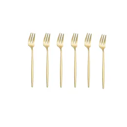 6 PC Cutelaria definido ouro forquilha de aço inoxidável garfo de ouro garfo garfo de jantar conjunto preto garfos de aço inoxidável kitware cozinha conjunto 210706