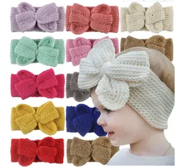 Fashion Big Bow knitted Headband Hair Accessories For Baby Girls Lovely Sweet Headbands Newborn kids Solid Color Hairbands Toddler Turban DE088