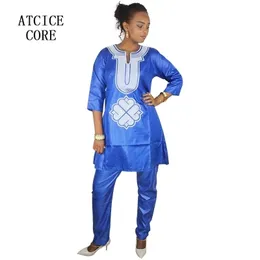 Vestidos Africanos para mulher Dashiki Design Dress Macio Material Material Com Calças Dois Pcs Um conjunto LB069 210408