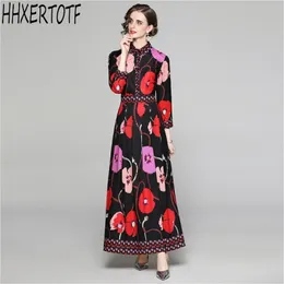 spring fashion Elegant women Print Long Dres sleeve Bohemia Casual Dresses Vestidos 210531