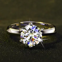 24K Gold 1CT Laboratorium Diament CZ Ring Real 925 Sterling Silver Engagement Wedding Band Pierścienie Dla Kobiet Mężczyźni Moissanite Party Jewelry