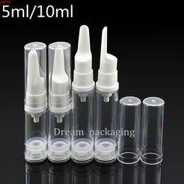 50 pz 5ml / 10ml Crema per gli occhi Airsless Bottle Essence Pump Cosmetico trasparente vuoto vuoto plastica plastica imballaggio cosmetico bottiglia di viaggio