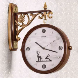 Nowoczesny Europejski Zegar Ścienny Retro Silent Dwustronny Minimalistyczny Zegar ścienny Salon Mecanismo Reloj Wystrój Domu DF50WC H1230