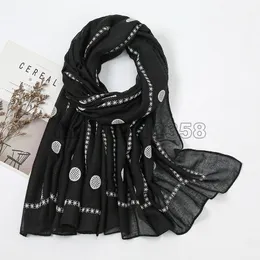 Sciarpa ricamata Sciarpe da donna invernali di lusso Sciarpa in cotone morbido tinta unita Scialli Bandana Hijab Foulard Femme Echarpe