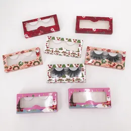 Christmas eyelashes box hot red popular soft cardboard free trays wholesale custom private label logo 25mm 3d eyelash case