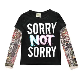 Ins Spring and Autumn Boys Shirt European American Long-Sleeved Stitching Hip-Hop Style Flower Arm Tattoo Sleeves