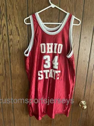 NCAA College Ohio State Buckeyes Baskeball Jersey #34 Ретро сшитые баскетбольные майки xs-6xl