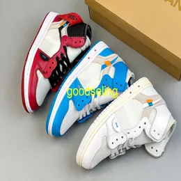 Authentic High OG 1s Mens Basketball Shoes jumpman 1 Off Joint Design UNC Blue Chicago Red University Canary White Womens Outdoor leisure