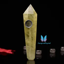 Natural amarelo Citrino Quartz Cristal De Cristal Tubulação De Ponto Cura Wand Tabaco US