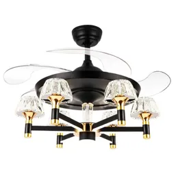 Luxury Ceiling Fan With Chandelier 6 Heads Crystal Lampshade Big Wind 110V 220V 42inch Lighting Fixture F-1009 Fans