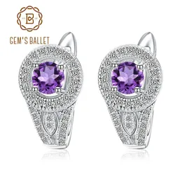 Stud GEM'S BALLET 0.95Ct Natural Amethyst Gemstone Vintage Earrings Genuine 925 Sterling Silver Women Fine Jewelry