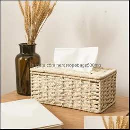 Bord Aessory Kitchen, Dining Bar Home Garden Tissue Boxes Servetten Rattan Box Vintage Servit Holder Case Clutter Storage Container Er Li