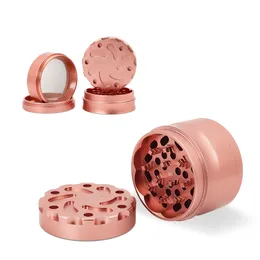 Ny stil Rose Gold Metal Rökning Grinder 63mm 4 stycke med magnetiska lock Herb Grinders Tobak Kryddor Cigarette Tillbehör Partihandel